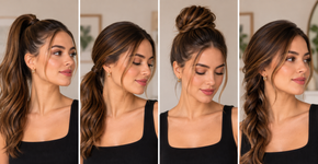 O cabelo preso de diferentes maneiras pode alterar a percepção do comprimento do pescoço e do rosto