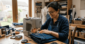 Martelar as costuras laterais do jeans antes de passar a máquina: confira como essa técnica evita que a agulha quebre naquelas partes mais grossas