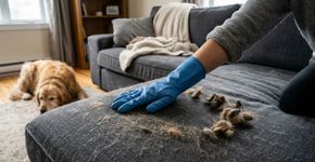 Colocar uma luva de borracha na mão antes de limpar o sofá: por que recomendam fazer isso em casa e para que serve