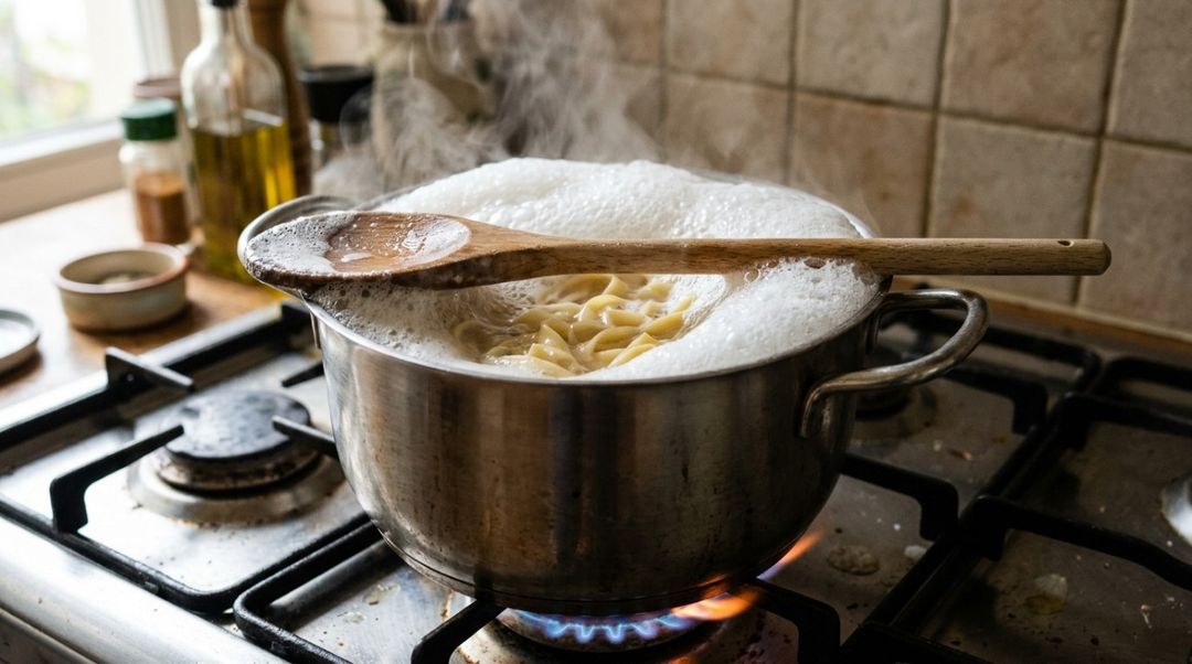 Use uma colher limpa, seca e comprida o suficiente para se apoiar nas duas bordas da panela.