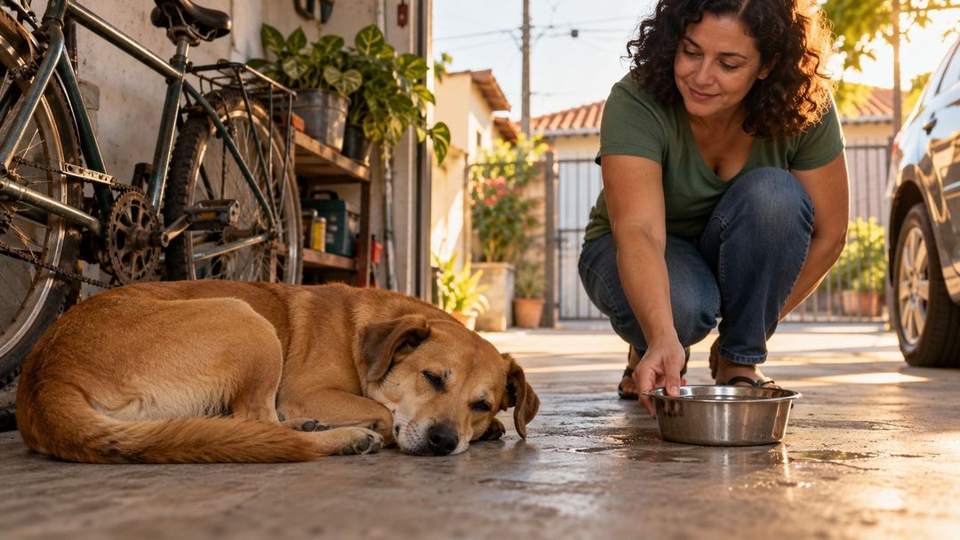 O cachorro começou a visitar diariamente a garagem de Clara.