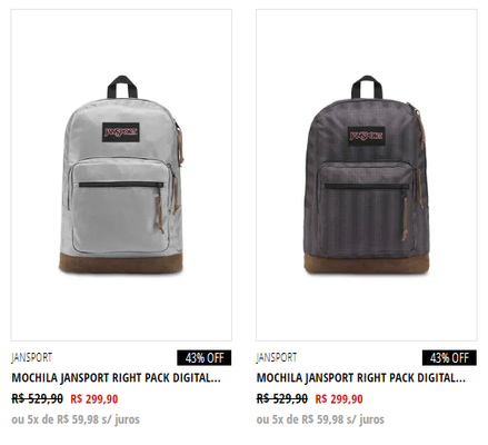 Produtos da JanSport na OFF Premium