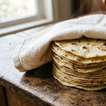 Featured mobile: A maneira mexicana de manter tortillas macias não exige forno nem micro-ondas: depois de aquecidas, elas são empilhadas e embrulhadas em um pano para conservar calor e umidade até a hora de montar os tacos