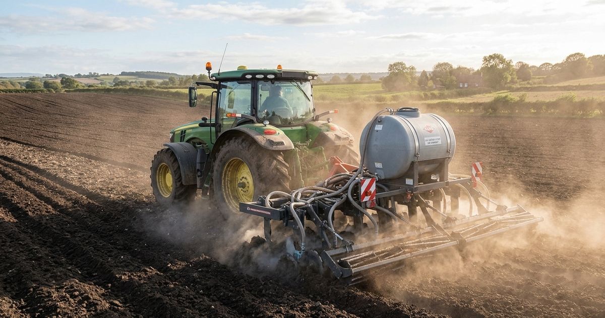 O dispositivo acoplado ao maquinário agrícola capta os gases de escape gerados pelo motor durante o trabalho no campo