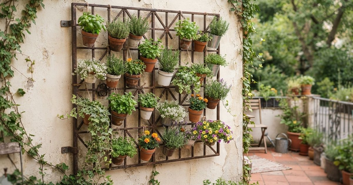 Faça um painel de plantas usando uma grade antiga que seria descartada