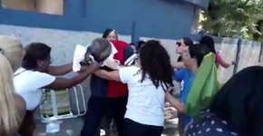 Mulheres agridem PM que tentava sair de batalhão no Rio