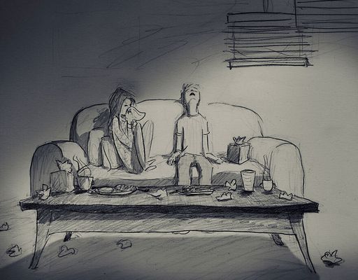 Artista faz ilustrações do dia a dia ao lado de sua esposa