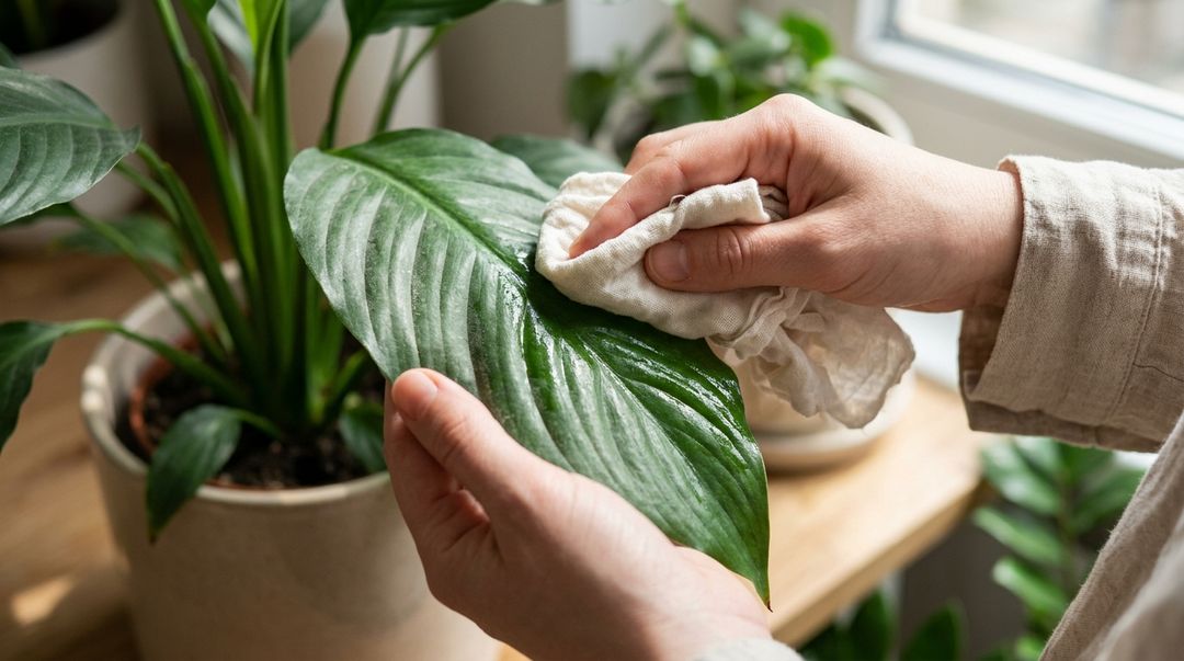 A limpeza regular das folhas ajuda o vegetal a absorver melhor a luz do ambiente.