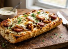 Featured side: Receita de linguiça calabresa no pão com molho de alho e queijo derretido, muito suculenta