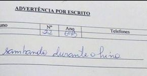 Aluno leva advertência por sambar durante hino nacional na escola