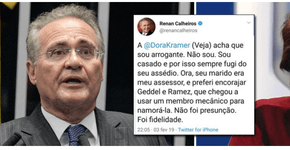 Baixaria machista: Renan fala de vida sexual de colunista da Veja