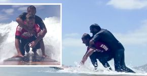 Surfista realiza sonho de paraplégico, mesmo sabendo que ia ser desclassificado da competição