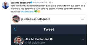 Filho de Bolsonaro erra e diz que crianças faziam sexo na  escola
