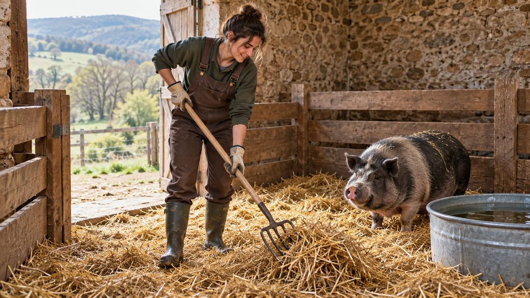 Limpar recintos e camas e revisar bebedouros fazem parte da rotina, que exige disposição física, pontualidade e bom nível de espanhol – Imagem ilustrativa criada por inteligência artificial