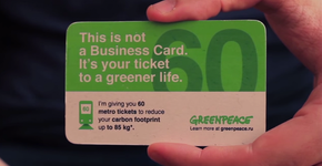 Cartão de visita dá acesso ao metrô em ação do Greenpeace na Rússia