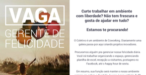 Vaga inovadora: Coletivo 202 procura Gerente da Felicidade; concorra