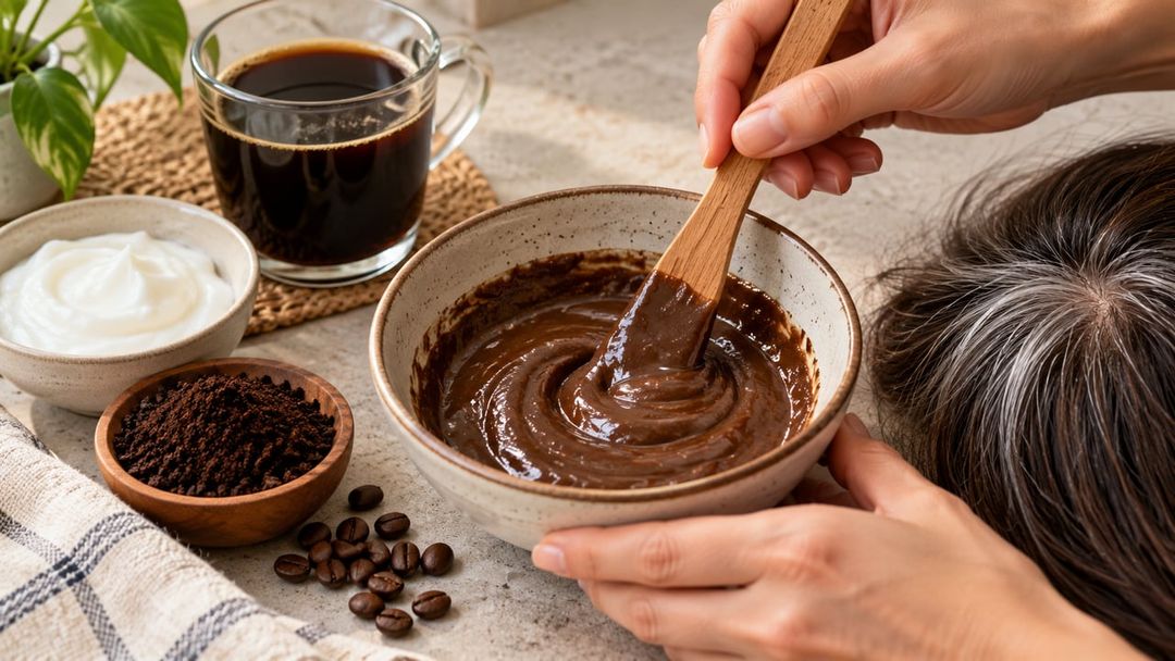 O café deve estar concentrado, frio e sem açúcar antes de ser misturado ao condicionador – Imagem ilustrativa criada por inteligência artificial