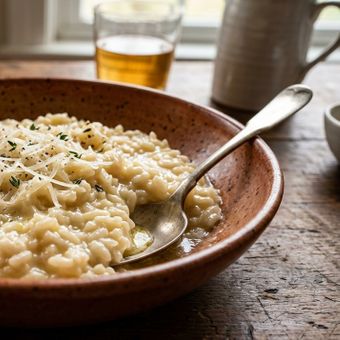 Featured mobile: Os chefs italianos concordam: o risoto mais cremoso não é feito com mais caldo, mas sim com o controle correto do fogo baixo