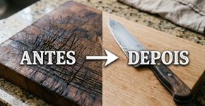 A tábua de cortar pode parecer limpa e ainda precisar ser aposentada: sulcos profundos e riscos acumulam resíduos e dificultam a higienização, por isso tábuas muito gastas devem ser substituídas
