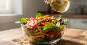 Por que é necessário adicionar vinagre na salada, e qual é a sua função além do sabor?