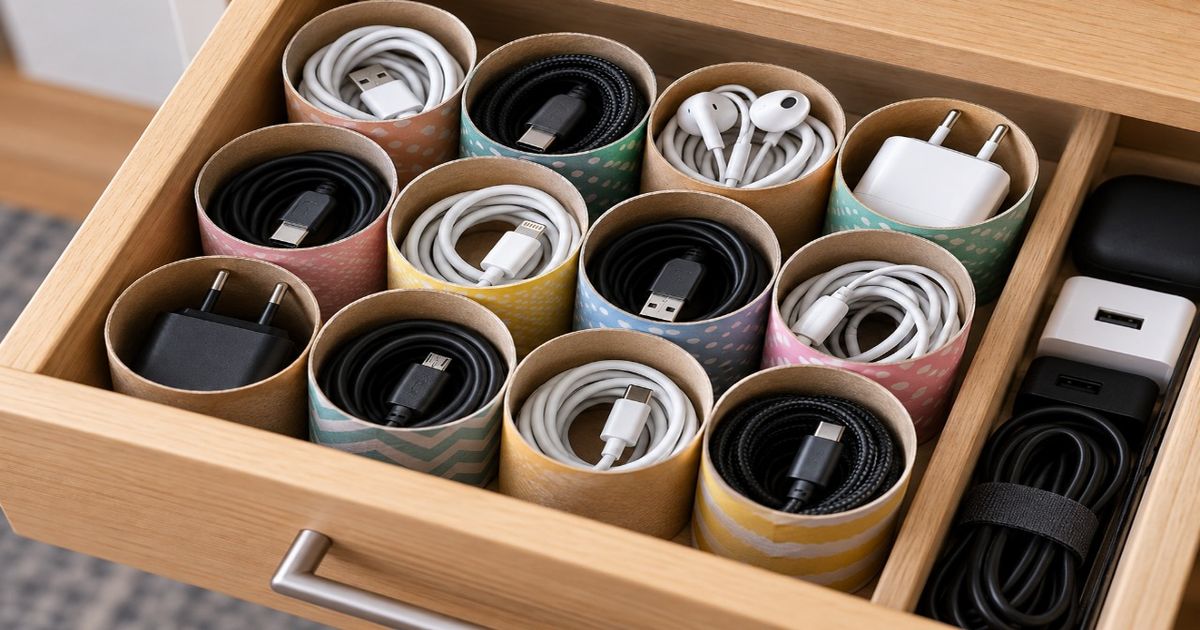 Não descarte rolos de papel higiênico vazios, você tem um tesouro: 3 ideias japonesas de faça você mesmo para reutilizá-los e organizar seus cabos