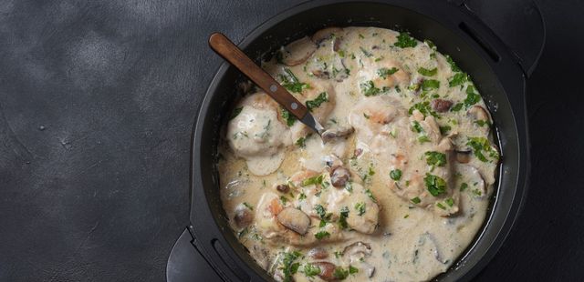 Frango cremoso com cogumelos: sabor em cada garfada
