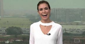 Giuliana Morrone usa blusa emprestada no ‘Bom Dia Brasil’