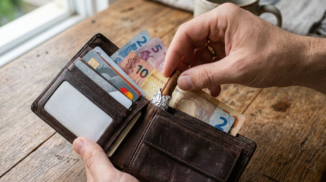 Na prática, o papel-alumínio evita que a canela se desgaste diretamente contra cartões, documentos ou o tecido da bolsa.