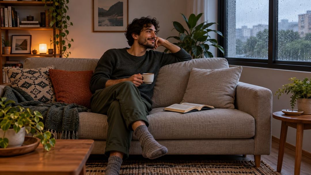 A pluviofilia nomeia uma preferência sensorial por chuva, luz baixa e sons constantes, sem ser diagnóstico clínico – Imagem ilustrativa criada por inteligência artificial