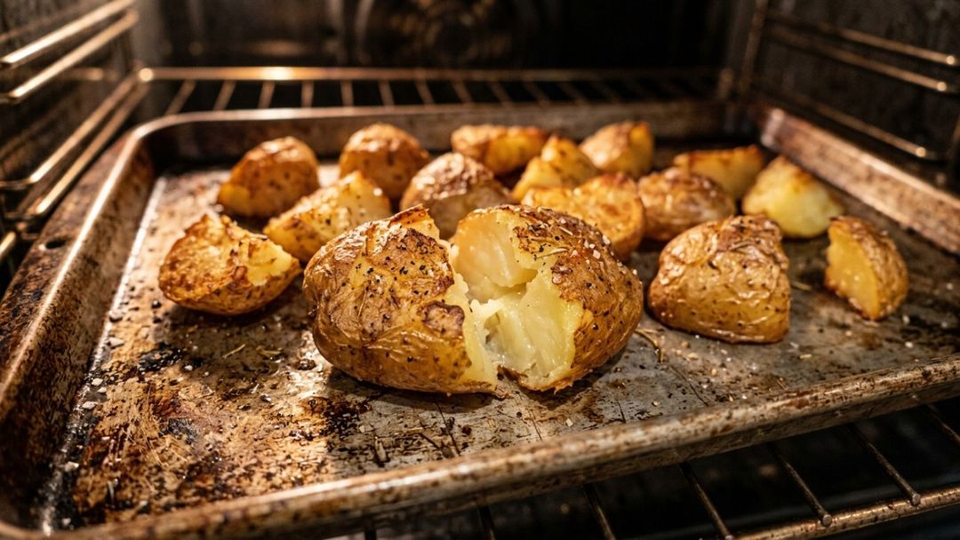 O pré-cozimento da batata garante uma casca crocante e um centro cremoso.