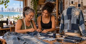 Mãe e filha de Fortaleza reaproveitam calças jeans descartadas, transformam retalhos em roupas autorais e criam negócio depois de mais de 20 anos de trabalho formal
