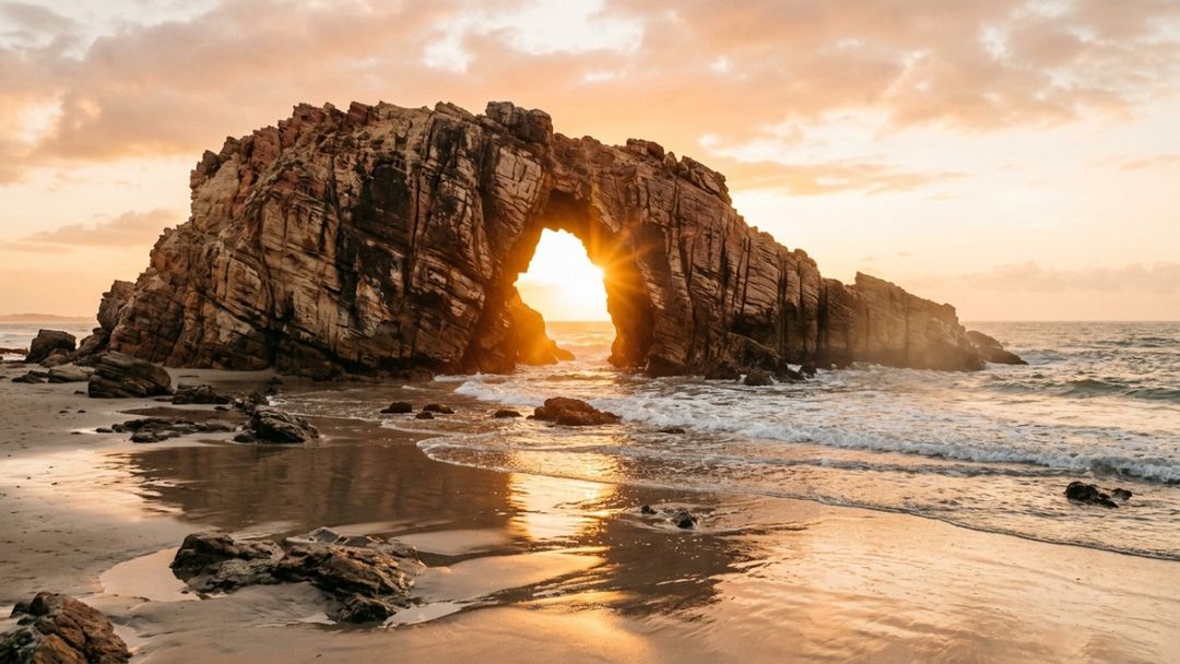 A famosa Pedra Furada destaca-se como o principal símbolo visual e natural da região.