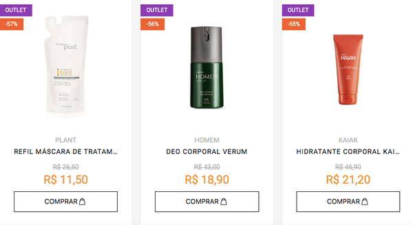Descontos no outlet da Natura