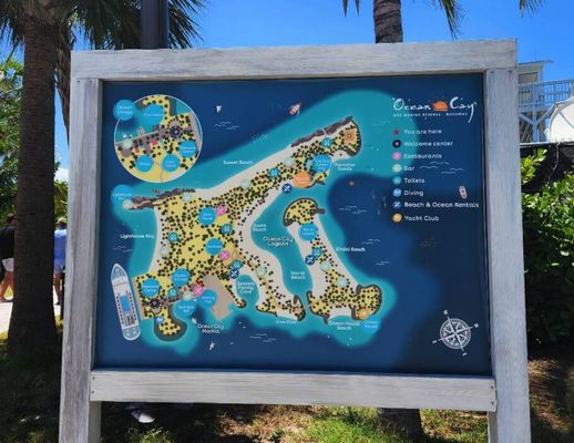 Mapa da Ocean Kay, ilha privativa da MSC