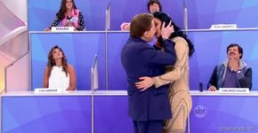 Silvio Santos e Helen Ganzarolli simulam beijo e surpreendem público; assista