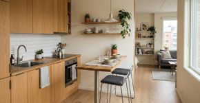 Adeus, mesa de jantar grande no apartamento: bancadas e mesas dobráveis viram tendência para cozinhas integradas
