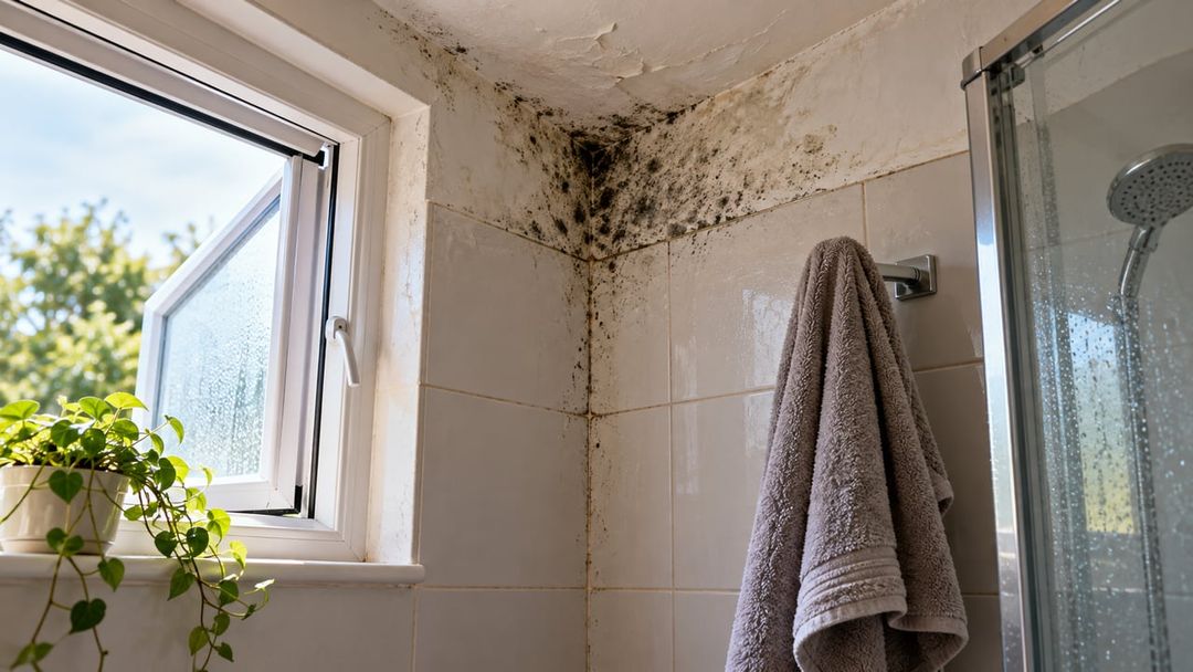 Manchas no rejunte, no teto ou no silicone exigem corrigir a umidade antes de pintar – Imagem ilustrativa criada por inteligência artificial