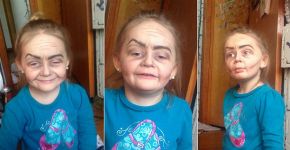 Tia transforma menina de 3 anos em velhinha e fotos viralizam