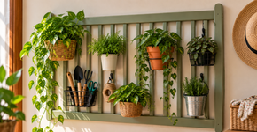 Transforme uma antiga grade de berço em um suporte criativo para plantas e objetos