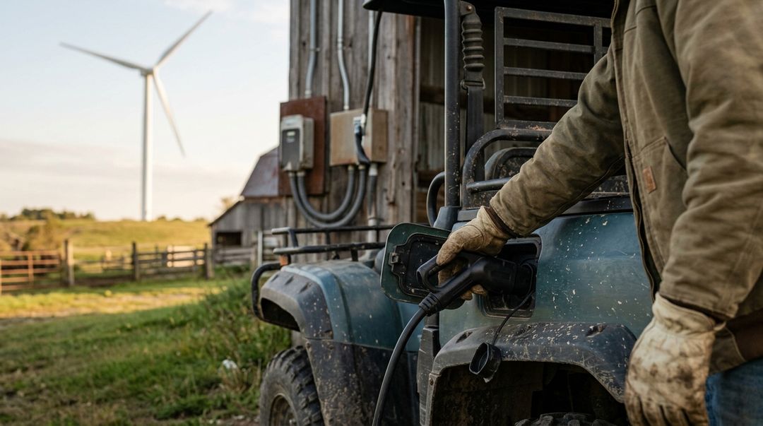 Equipamento garante autonomia energetica e recarga de veiculos eletricos no campo.