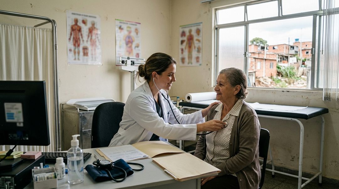 O retorno de profissionais formados no exterior fortalece o atendimento medico nas comunidades carentes.