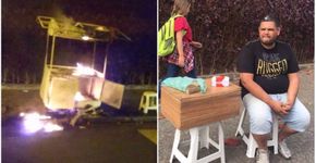 Carrinho de pastel pega fogo e alunos doam dinheiro a ambulante