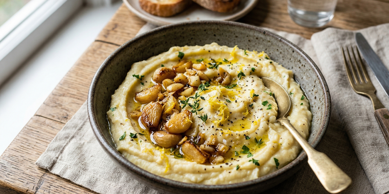 Featured main: Purê de batata com alho dourado e toque de limão; você nunca comeu nada igual
