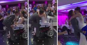 Noiva em cadeira de rodas é surpreendida com dança no casamento
