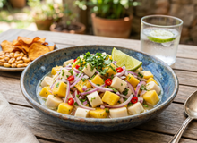Featured side: Ceviche de banana-da-terra e palmito que surpreende no sabor e na textura