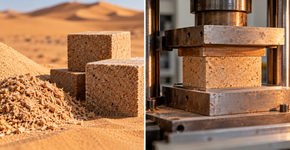 Pesquisadores estão transformando materiais encontrados em desertos em blocos de construção para reduzir o uso de cimento convencional