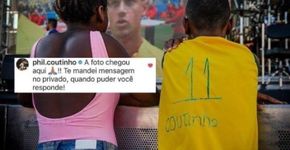 Menino é fotografado com camisa improvisada e emociona jogador