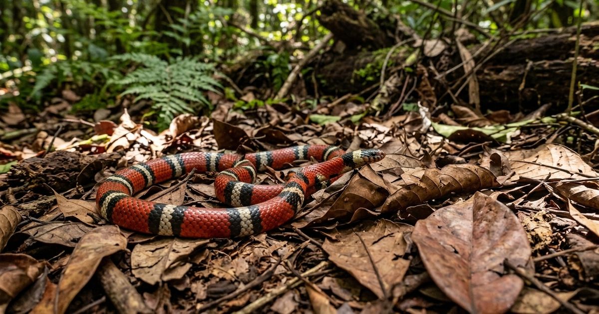 Como a cobra-coral usa o padrão de cores para confundir predadores e sobreviver sendo uma das mais venenosas do Brasil