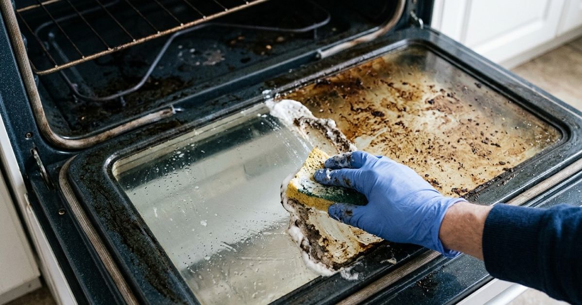Como limpar o vidro do forno quando ainda está escuro e a esponja não consegue remover as manchas