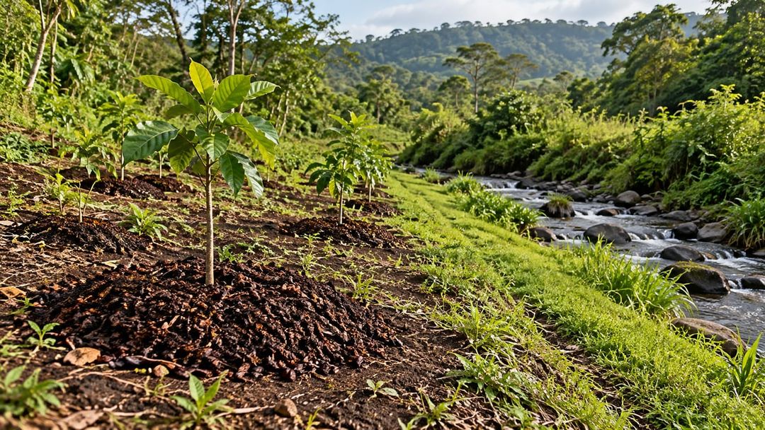 O uso ambiental do resíduo exige dosagem correta, distância da água e acompanhamento técnico – Imagem ilustrativa criada por inteligência artificial
